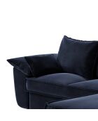 Canapé d'angle droit convertible en Velours Sasha bleu nuit - 257x93/168x88 cm