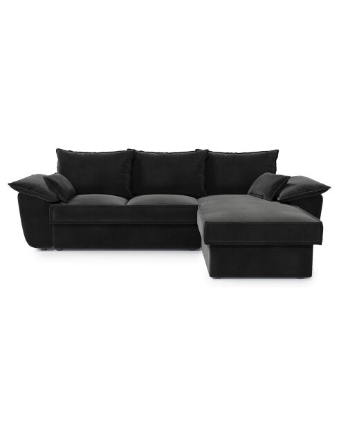 Wandelbares rechtes Ecksofa Sasha aus anthrazitgrauem Samt - 257x93/168x88 cm