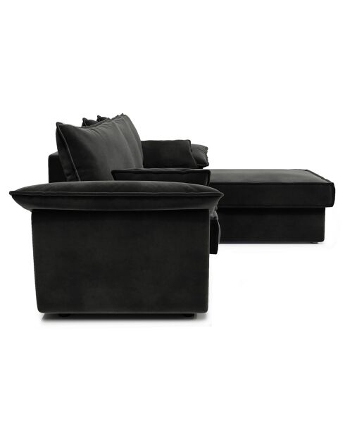 Wandelbares rechtes Ecksofa Sasha aus anthrazitgrauem Samt - 257x93/168x88 cm