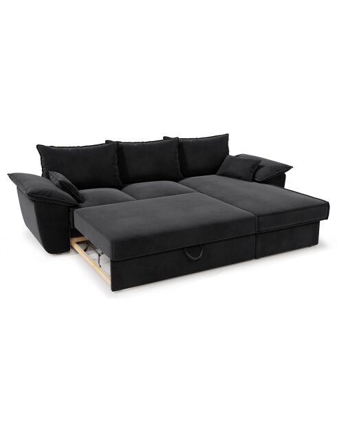 Wandelbares rechtes Ecksofa Sasha aus anthrazitgrauem Samt - 257x93/168x88 cm