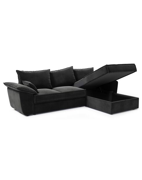 Wandelbares rechtes Ecksofa Sasha aus anthrazitgrauem Samt - 257x93/168x88 cm