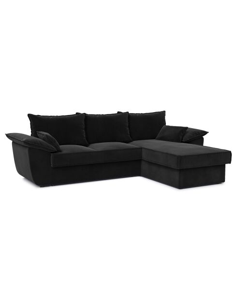 Wandelbares rechtes Ecksofa Sasha aus anthrazitgrauem Samt - 257x93/168x88 cm