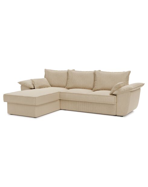 Beiges Ecksofa aus Kord von Sasha, links, 257x93/168x88 cm