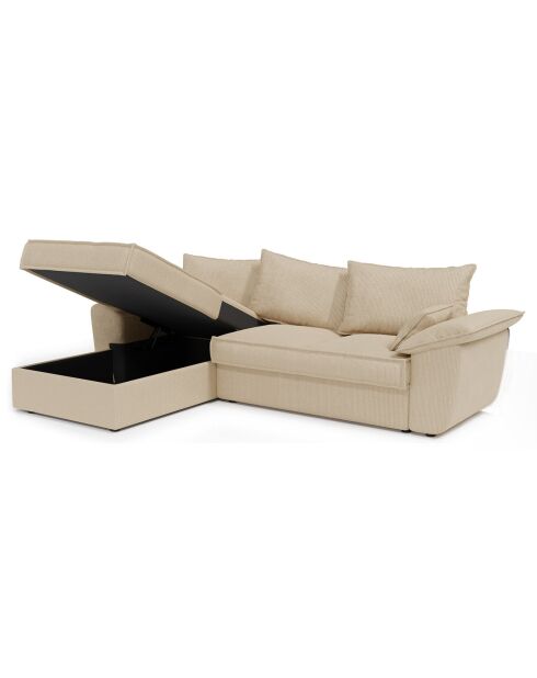 Beiges Ecksofa aus Kord von Sasha, links, 257x93/168x88 cm