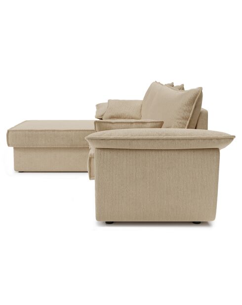 Beiges Ecksofa aus Kord von Sasha, links, 257x93/168x88 cm