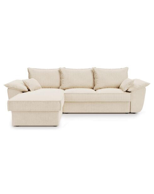 Creme corduroy converteerbare linkerhoekbank Sasha - 257x93/168x88 cm