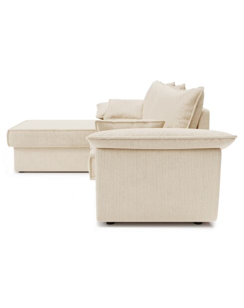 Creme corduroy converteerbare linkerhoekbank Sasha - 257x93/168x88 cm