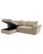 Canapé d'angle gauche convertible en Velours Sasha beige - 257x93/168x88 cm