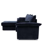 Canapé d'angle gauche convertible en Velours Sasha bleu nuit - 257x93/168x88 cm