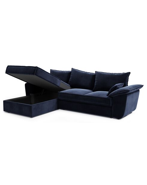 Wandelbares Ecksofa Sasha aus Samt, links, Mitternachtsblau — 257x93/168x88 cm