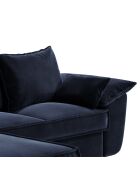 Canapé d'angle gauche convertible en Velours Sasha bleu nuit - 257x93/168x88 cm