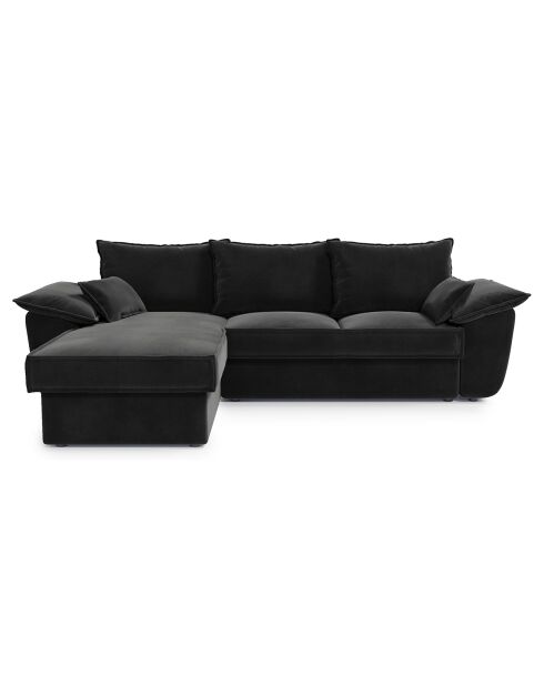 Wandelbares linkes Ecksofa Sasha aus anthrazitgrauem Samt - 257x93/168x88 cm