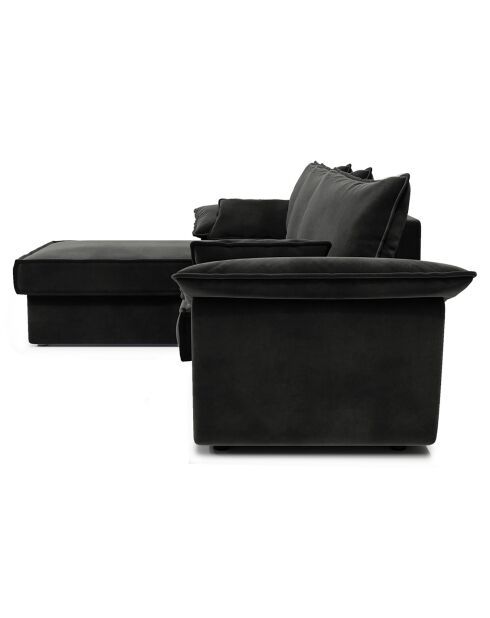 Canapé d'angle gauche convertible en Velours Sasha gris anthracite - 257x93/168x88 cm