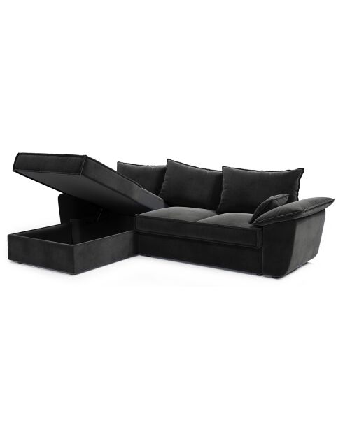 Wandelbares linkes Ecksofa Sasha aus anthrazitgrauem Samt - 257x93/168x88 cm