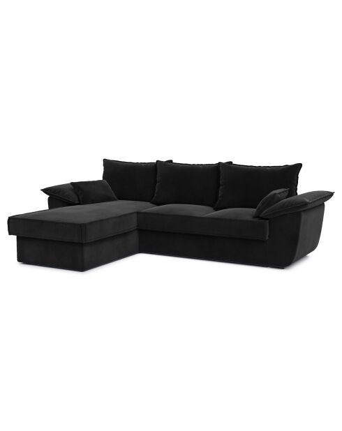 Wandelbares linkes Ecksofa Sasha aus anthrazitgrauem Samt - 257x93/168x88 cm