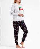 Pyjama Haut à manches longues & Pantalon Leila gris/bleu marine