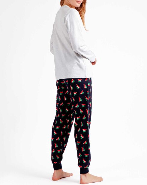 Pyjama Haut à manches longues & Pantalon Leila gris/bleu marine