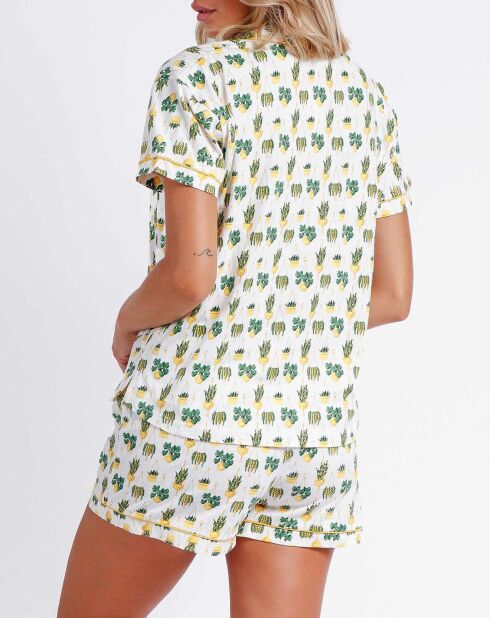 Camicia e pantaloncini da pigiama Eleni gialli