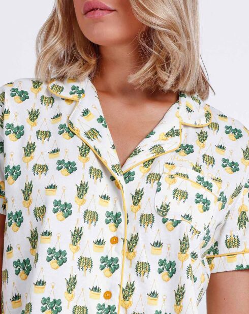 Camicia e pantaloncini da pigiama Eleni gialli