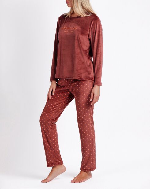 Pyjama Haut à manches longues & Pantalon Isla marron