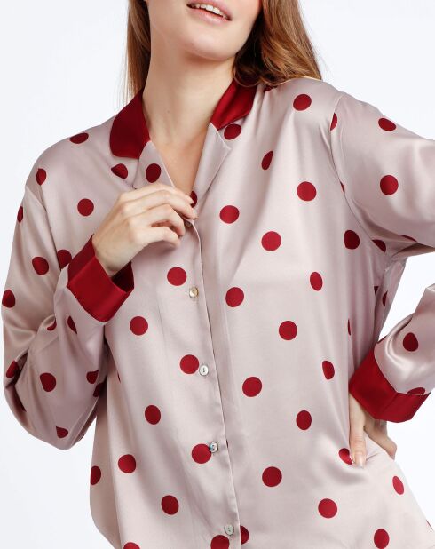 Pyjama Chemise & Pantalon Sienna rose/rouge