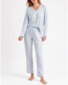Pyjama Haut à manches longues & Pantalon Aria bleu ciel