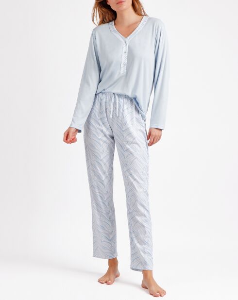 Pyjama Haut à manches longues & Pantalon Aria bleu ciel