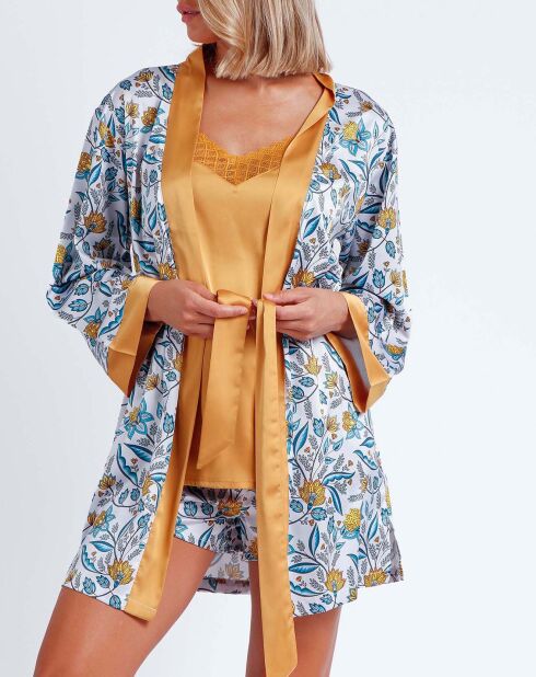 Negligé Adelina blau/senfgelb