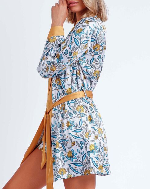 Negligé Adelina blau/senfgelb