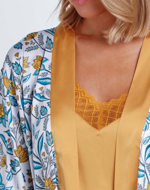 Negligé Adelina blau/senfgelb