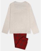 Pyjama Haut manches longues & Pantalon Yara beige/rouge