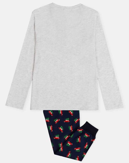 Pyjama Haut manches longues & Pantalon Shiori gris/bleu marine