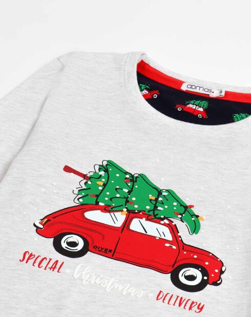 Pyjama Haut manches longues & Pantalon Shiori gris/bleu marine