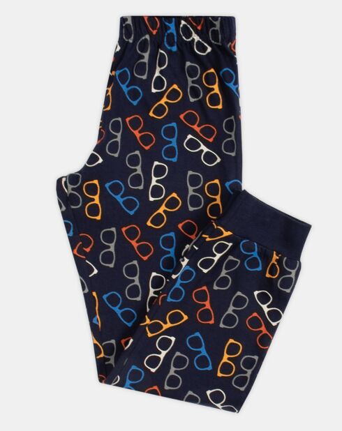 Pyjama Haut manches longues & Pantalon Akio bleu marine