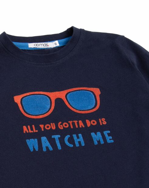 Pyjama Haut manches longues & Pantalon Akio bleu marine