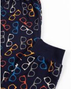 Pyjama Haut manches longues & Pantalon Akio bleu marine