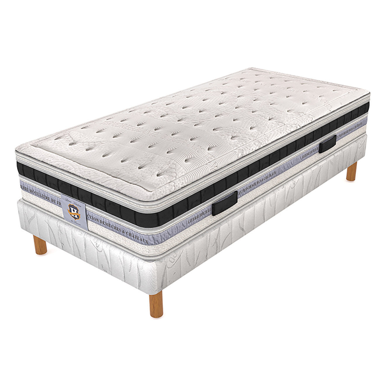 Ensemble Matelas Versailles & Sommier blanc 90x190 cm Vente privée Literie Hôtelière de