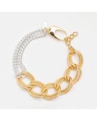 Bracelet chaînes asymétriques en Argent & Laiton doré