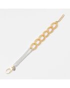 Bracelet chaînes asymétriques en Argent & Laiton doré