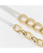 Bracelet chaînes asymétriques en Argent & Laiton doré