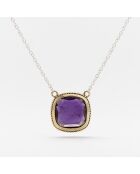 Collier en Argent, Laiton doré & Améthyste violette