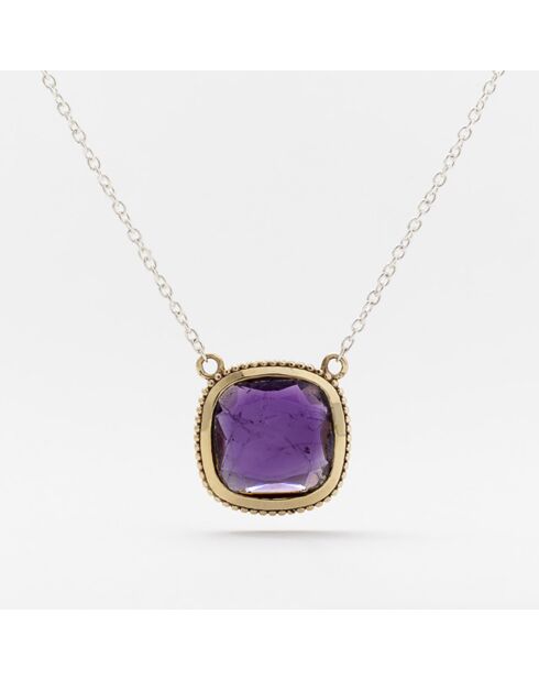 Collier en Argent, Laiton doré & Améthyste violette
