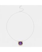 Collier en Argent, Laiton doré & Améthyste violette