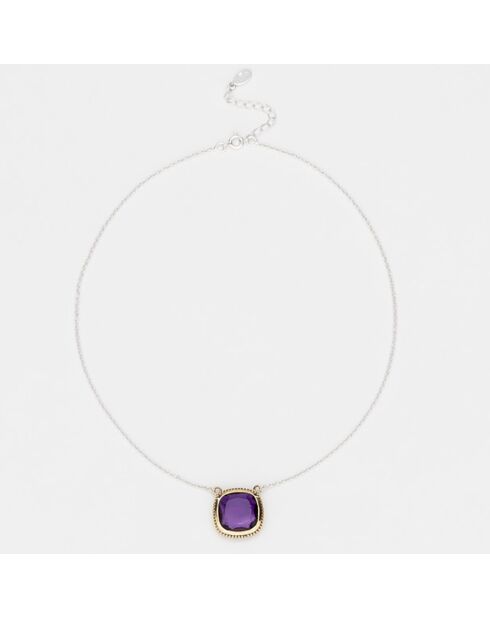 Collier en Argent, Laiton doré & Améthyste violette