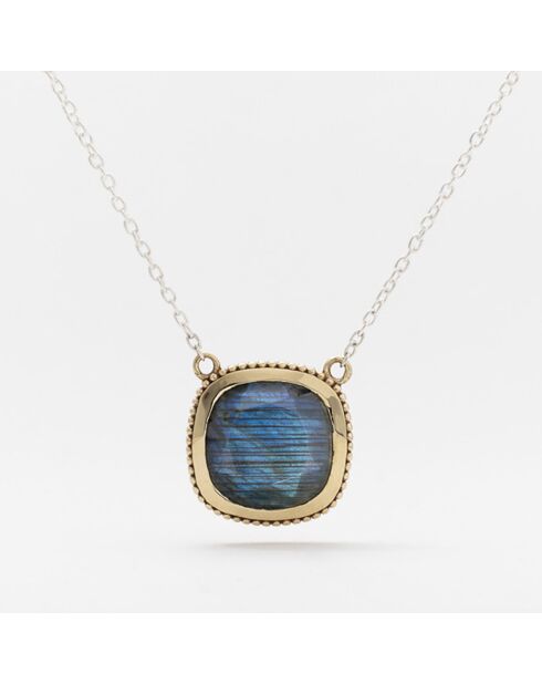 Collier en Argent, Laiton doré & Labradorite