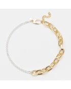 Collana asimmetrica in argento e ottone dorato