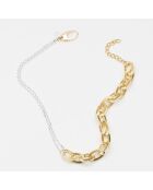 Collana asimmetrica in argento e ottone dorato