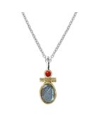 Collier en Argent, Labradorite & Corail synthétique