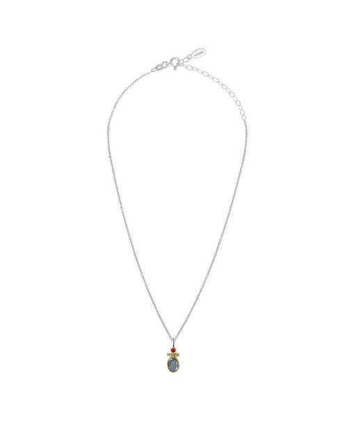 Collier en Argent, Labradorite & Corail synthétique