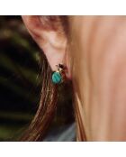 Boucles d'oreilles en Argent, Laiton doré, Turquoise reconstituée & Lapis